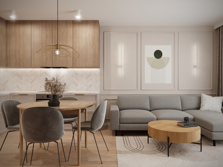 Jasny minimalistyczny salon