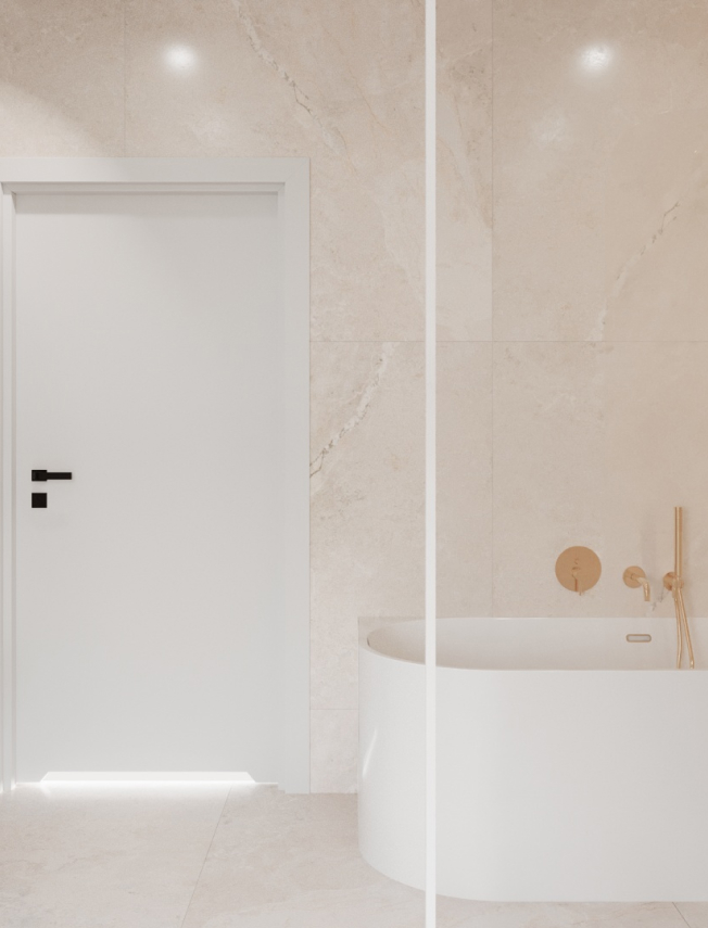 Elegancka łazienka z złotymi wstawkami