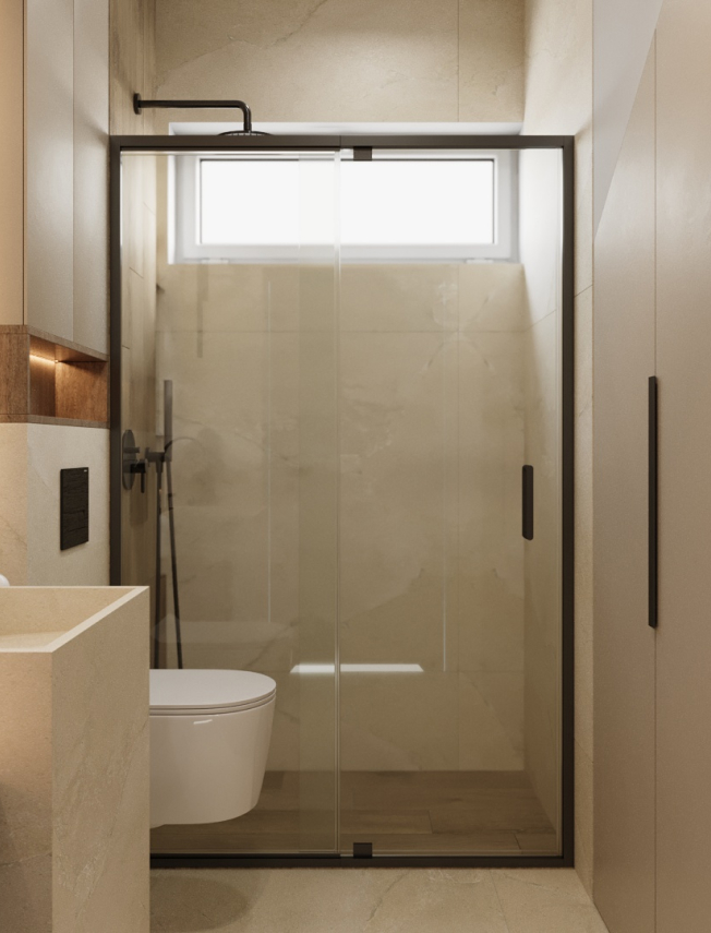 Projekt eleganckiej łazienki w drewnianymi wstawkami