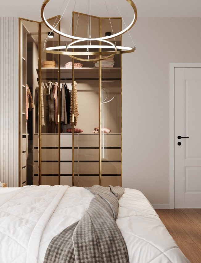 Otwarta garderoba w sypialnii