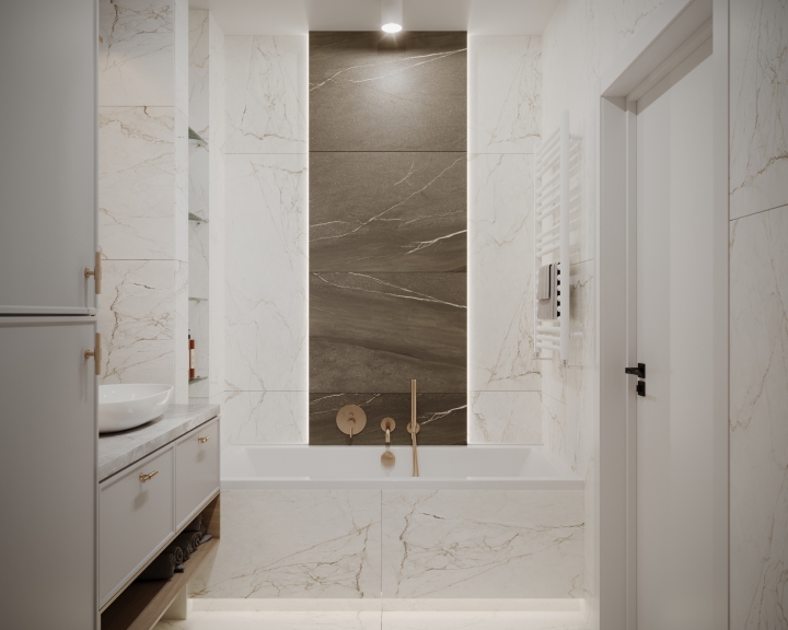 Projekt jasnej eleganckiej łazienki